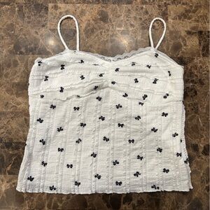 White and Black Bow Patterned Tank